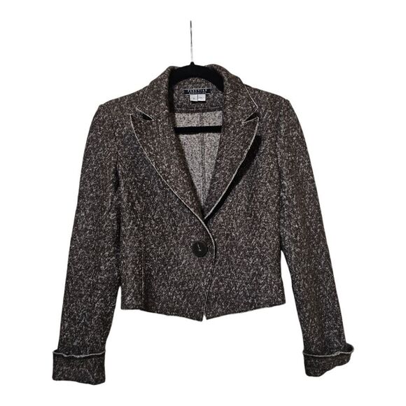 SOLD!! PERUVIAN CONNECTION Biella Cropped Wool Blend Jacket Blazer - Size Small - Picture 1 of 10
